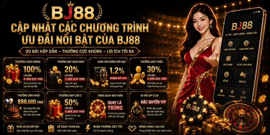 Cập nhật các chương trình ưu đãi nổi bật của BJ88 